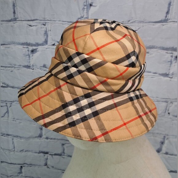 Vintage Burberry Women\'s Hat Nova Check Bucket Hat 60s 50s Size Medium 7\